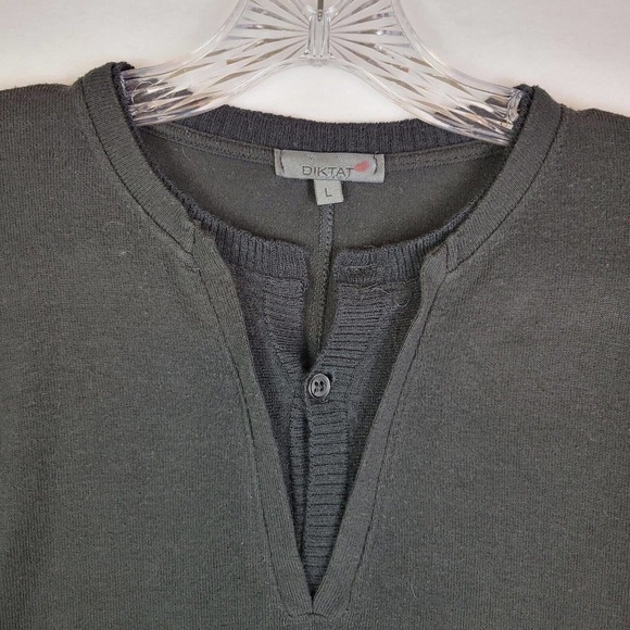 Diktat Mens Knit Viscose Wool Lightweight Sweater Size Large Black Made in Italy - Picture 5 of 9